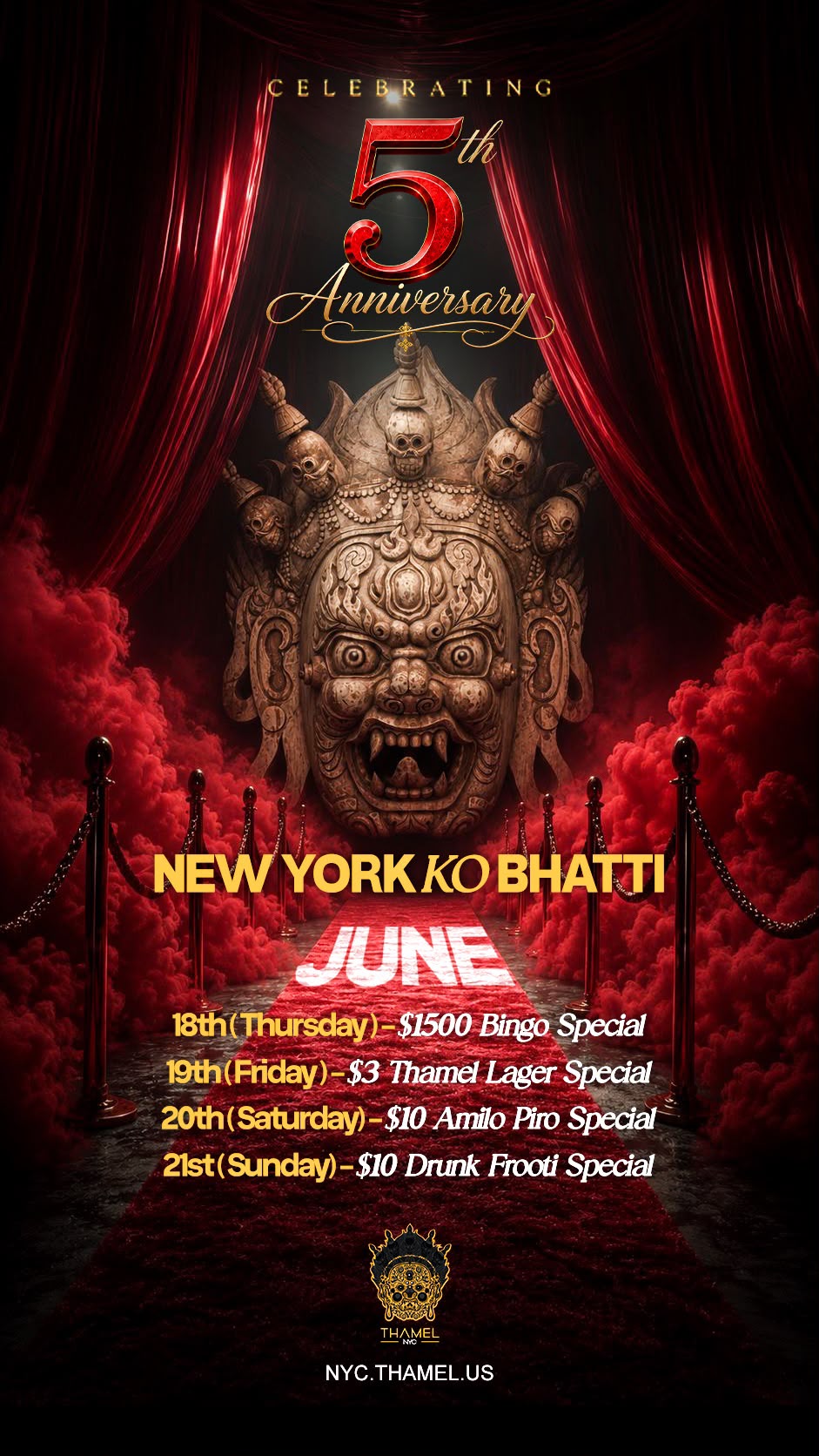 NYC Thamel 5th Anniversary celebration poster